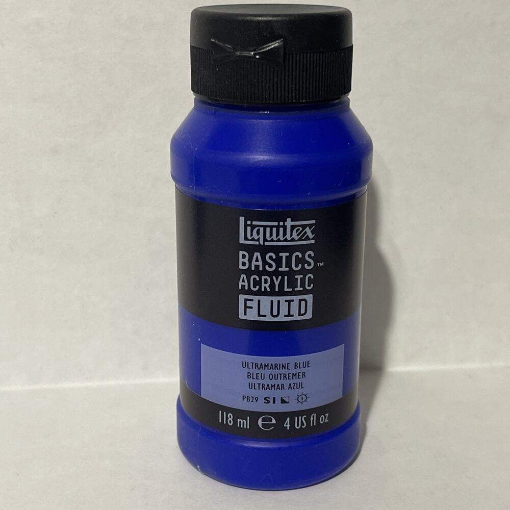 Liquitex BASICS Acrylic Fluid‎ Paint, 118 ml (4 oz) Ultramarine Blue New